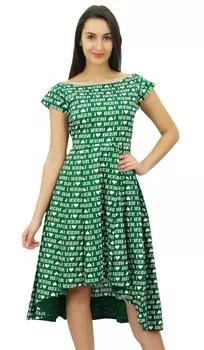 Женское хлопковое платье с асимметричным подолом и коротким рукавом Bimba, повседневное с принтом I Love Beer 10 зелёный