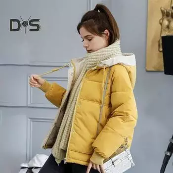 Женское хлопковое стеганое пальто с капюшоном, длинными рукавами и завязками, однотонная куртка с большими карманами, свободный крой, застежка-молния, стеганая верхняя одежда M фиолетовый