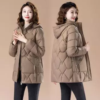Женское хлопковое стеганое пальто зимняя куртка-пуховик средней длины теплая пуховая парка верхняя одежда для мам повседневная куртка с капюшоном S белый
