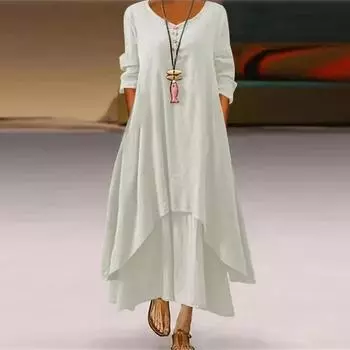 Женское хлопковое свободное платье-рубашка с пуговицами, повседневные свободные платья макси XXXL белый