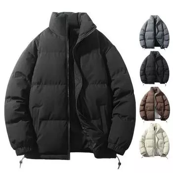 Женское и мужское хлопковое пальто с воротником-стойкой, длинными рукавами, завязками на подоле, пуховик с карманами XL кофейный