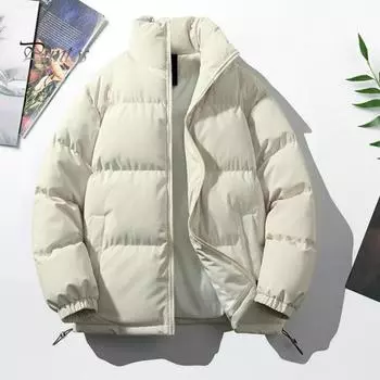 Женское и мужское хлопковое пальто с воротником-стойкой, длинными рукавами, завязками на подоле, пуховик с карманами, свободный крой, теплая зимняя верхняя одежда M серый