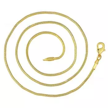Женское и мужское ожерелье 16-30 дюймов, 2 мм, змеиная кость, медное покрытие, Золотая круглая цепочка в виде змеи, ювелирные изделия, ювелирные изделия 16 inches