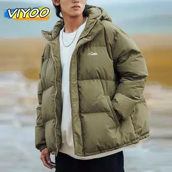 Женское и мужское пальто оверсайз, зимнее толстое пуховое пальто, парки, толстовки, куртка с капюшоном, ветровка, корейская одежда, верхняя одежда M чёрный