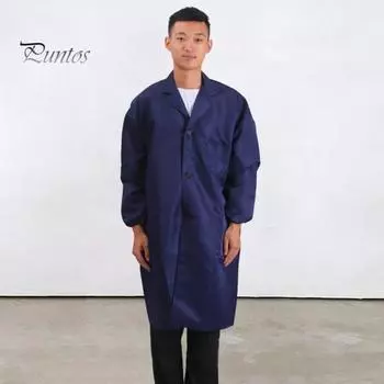 Женское и мужское рабочее пальто с лацканами, длинными рукавами, эластичными манжетами, однотонная моющаяся рабочая куртка с карманом, однобортная верхняя одежда средней длины XL