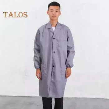 Женское и мужское рабочее пальто с лацканами, длинными рукавами, эластичными манжетами, однотонная моющаяся рабочая куртка с карманом, однобортная верхняя одежда средней длины XL