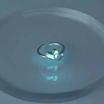 Женское и мужское светящееся в темноте регулируемое кольцо на палец сине-зеленое светящееся кольцо с полой звездой и сердцем из сплава