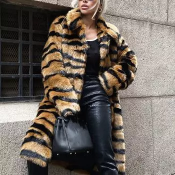 Женское и зимнее плюшевое длинное рукава теплое кардиганное пальто L коричневый