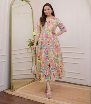 Женское индийское пакистанское дизайнерское вечернее платье из чистого хлопка Курта Курти, верхнее платье-туника M белый