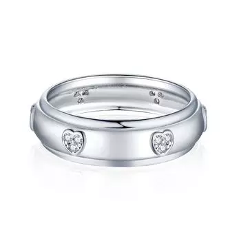 Женское индивидуальное кольцо из серебра 925 пробы, обручальное кольцо с имитацией циркония и бриллиантами, женское кольцо в форме полного круга, кольцо в форме сердца. US size 5 # белого золота