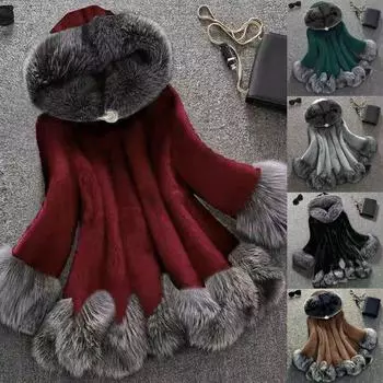 Женское искусственное пальто, элегантная толстая теплая модная верхняя одежда, длинная искусственная куртка