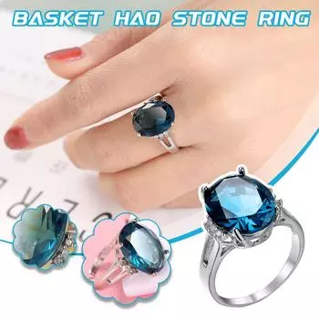 Женское искусственное синее кольцо с камнем на годовщину свадьбы, обручальное кольцо 6 синий