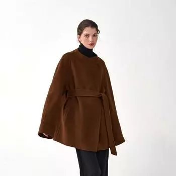 Женское кашемировое пальто Qinghe кашемир 30% кашемир 70% шерсть женское осенне-зимнее кашемировое пальто куртка мягкая и теплая S чёрный