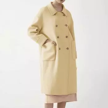 Женское кашемировое пальто Qinghe кашемир 30% кашемир 70% шерсть женское осенне-зимнее кашемировое пальто куртка мягкая и теплая XS жёлтый