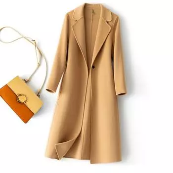 Женское кашемировое пальто Qinghe кашемир 30% кашемир 70% шерсть женское осенне-зимнее кашемировое пальто куртка мягкая и теплая L красный