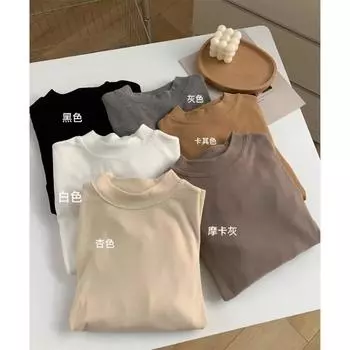 Женское кашемировое пальто с небольшим воротником-стойкой, белая футболка с длинными рукавами, облегающая посадка, а также однотонная кашемировая матовая блузка S