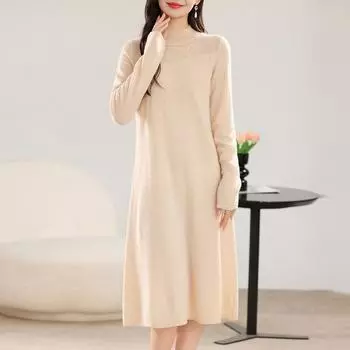 Женское кашемировое платье Qinghe кашемир 30% кашемир 70% шерсть осенне-зимняя кашемировая юбка мягкая и теплая L красный