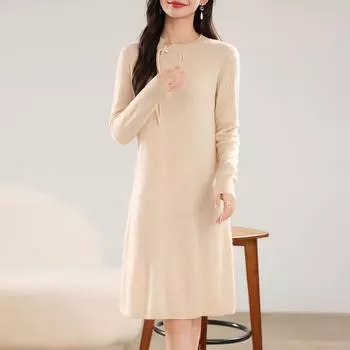 Женское кашемировое платье Qinghe кашемир 30% кашемир 70% шерсть осенне-зимняя кашемировая юбка мягкая и теплая L красный