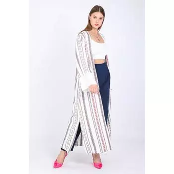 Женское кимоно больших размеров с рисунком цвета экрю