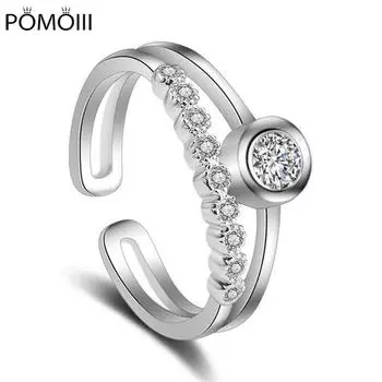 Женское классическое двухслойное инкрустированное круглое кольцо с цирконием класса ААА открытого типа, регулируемое, модные женские украшения R0194 Resizable