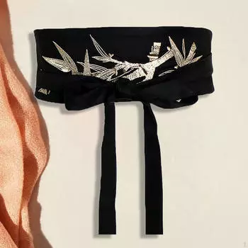 Женское классическое японское кимоно с широким поясом для длинных шифоновых платьев и юбок