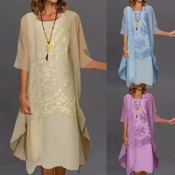 Женское коктейльное платье с кружевным принтом, праздничное свадебное платье миди для подружки невесты, винтажный кардиган из тюля без рукавов L синий