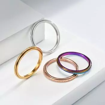 Женское кольцо 2 мм, тонкое матовое вращающееся полированное кольцо из нержавеющей стали для снятия стресса, простой стиль, палец US 8 серебряный