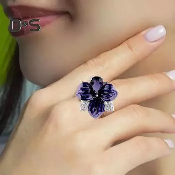Женское кольцо 3D в форме цветка со стразами, декор из эмали, полированная медь, подарок на годовщину, свадьбу, банкет, коктейль, ювелирные изделия US 6