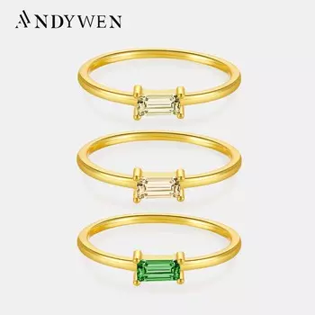 Женское кольцо ANDYWEN из стерлингового серебра 925 пробы с радугой 1,5 мм, 2023, роскошные ювелирные изделия с цветным цирконием и фианитом M