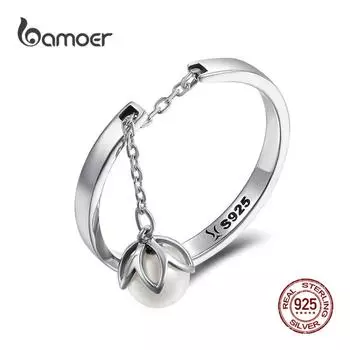 Женское кольцо BAMOER «Слезы цветов» с подвесками, изменяемого размера, изысканные ювелирные изделия из стерлингового серебра 925 пробы SCR165