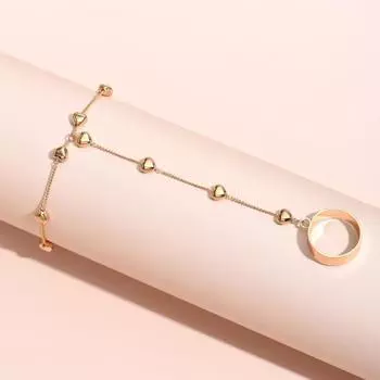 Женское кольцо-браслет, однотонное прочное кольцо в форме сердца, ручная цепочка