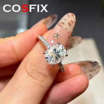 Женское кольцо COSFIX D Color Oval Cut с муассанитом, серебряное кольцо 1-3 карата с муассанитом для женщин, роскошные женские кольца с муассанитом 56789