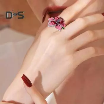 Женское кольцо-цветок с искусственным рубиновым декором, гладкое полированное кольцо на указательный палец, медное коктейльное вечернее выпускное украшение на палец для поездок на работу, подарок на праздник US 8