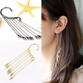 Женское кольцо для ушей, аксессуар для рок-ролла, панк-заклепка, пуля, кисточка, висячие серьги чёрный