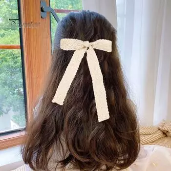 Женское кольцо для волос из искусственного жемчуга, кружевная лента с бантом, декор, резинка для волос, легкая эластичная лента для волос, аксессуары для волос чёрный