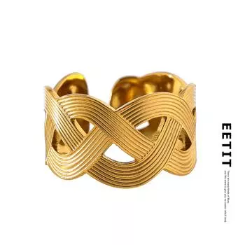 Женское кольцо Eetit с геометрическим узором из нержавеющей стали ручной работы Open золотой