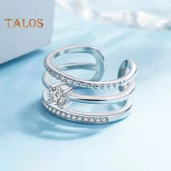 Женское кольцо-фиджет, трехслойное, полое, открытое, регулируемое, с полированными стразами, украшением, успокаивающее, вращающееся кольцо для выпускного вечера, банкета, ювелирные изделия золотистый