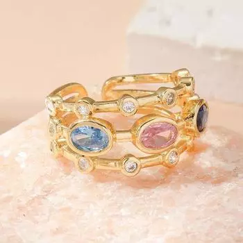Женское кольцо GemChic, изысканное, крутое, многослойное, цветное, с цирконием, женское, открывающееся, регулируемое, подарок на день рождения, Рождество, ювелирные изделия - золотой