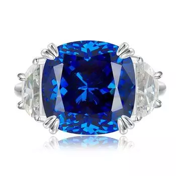 Женское кольцо из 18-каратного белого золота 13 мм с лабораторным сапфиром и бриллиантами из серебра 925 пробы, помолвочные украшения 5&White Gold синий