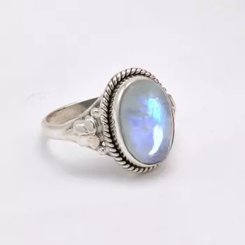 Женское кольцо из лунного камня из стерлингового серебра 925 пробы, кольцо ручной работы с июньским камнем, подарок для нее, свадебный подарок, массивное кольцо 4 белый