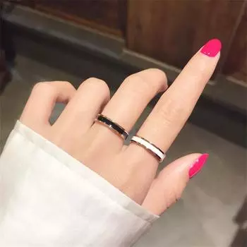 Женское кольцо из нержавеющей стали с геометрическим узором для пары, обручальное кольцо, модный аксессуар, подарок 7 чёрный