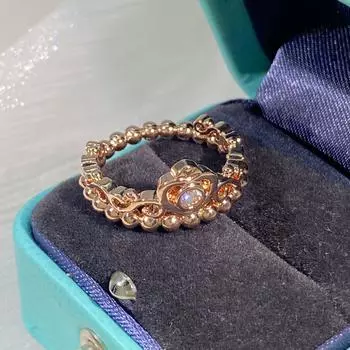 Женское кольцо из розового золота 14 карат Anillos De, обручальные кольца, кольца с короной 8 розового золота