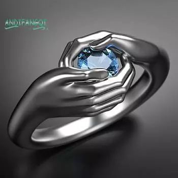 Женское кольцо из сплава с гальваническим покрытием, против потускнения, обнимающее кольцо с кубическим цирконием, ювелирное изделие, бижутерия US 8 серебряный