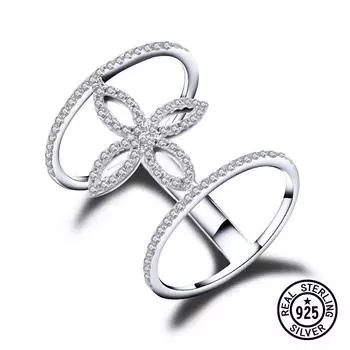 Женское кольцо из стерлингового серебра 925 пробы с цветочными линиями и кристаллами циркона Micro Pave, модное вечернее кольцо для женщин, изящные ювелирные изделия в европейском стиле 7