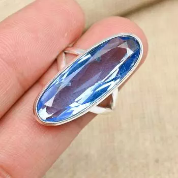 Женское кольцо из стерлингового серебра 925 пробы с голубым топазом AAA +, уникальные ювелирные изделия ручной работы 4 синий
