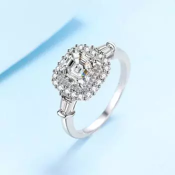 Женское кольцо из стерлингового серебра 925 пробы с муассанитом Ашер 2 карата, позолоченное европейское и американское кольцо pt950, обручальное кольцо 9