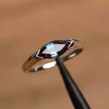 Женское кольцо из стерлингового серебра 925 пробы с натуральным синим александритом огранки маркиза для помолвки, юбилея и свадебного кольца 3 синий