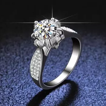 Женское кольцо из стерлингового серебра 925 пробы с имитацией бриллианта, 1 карат, обручальное кольцо с муассанитом, предложение обручального кольца с четырьмя когтями, кольцо с бриллиантом 10