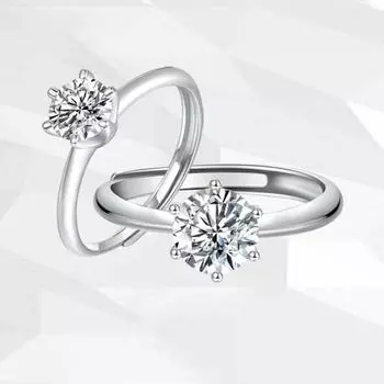 Женское кольцо из стерлингового серебра S925 с муассанитом и шестью когтями, модное открытое кольцо opening adjustable
