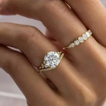 Женское кольцо из трех частей с цирконием, аксессуары для помолвки и свадьбы No. 5